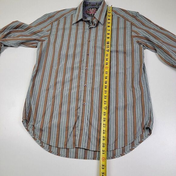 Robert Graham Button Up Men’s Shirt sz L Long Sleeve Embroidered Purple Orange - Picture 5 of 10